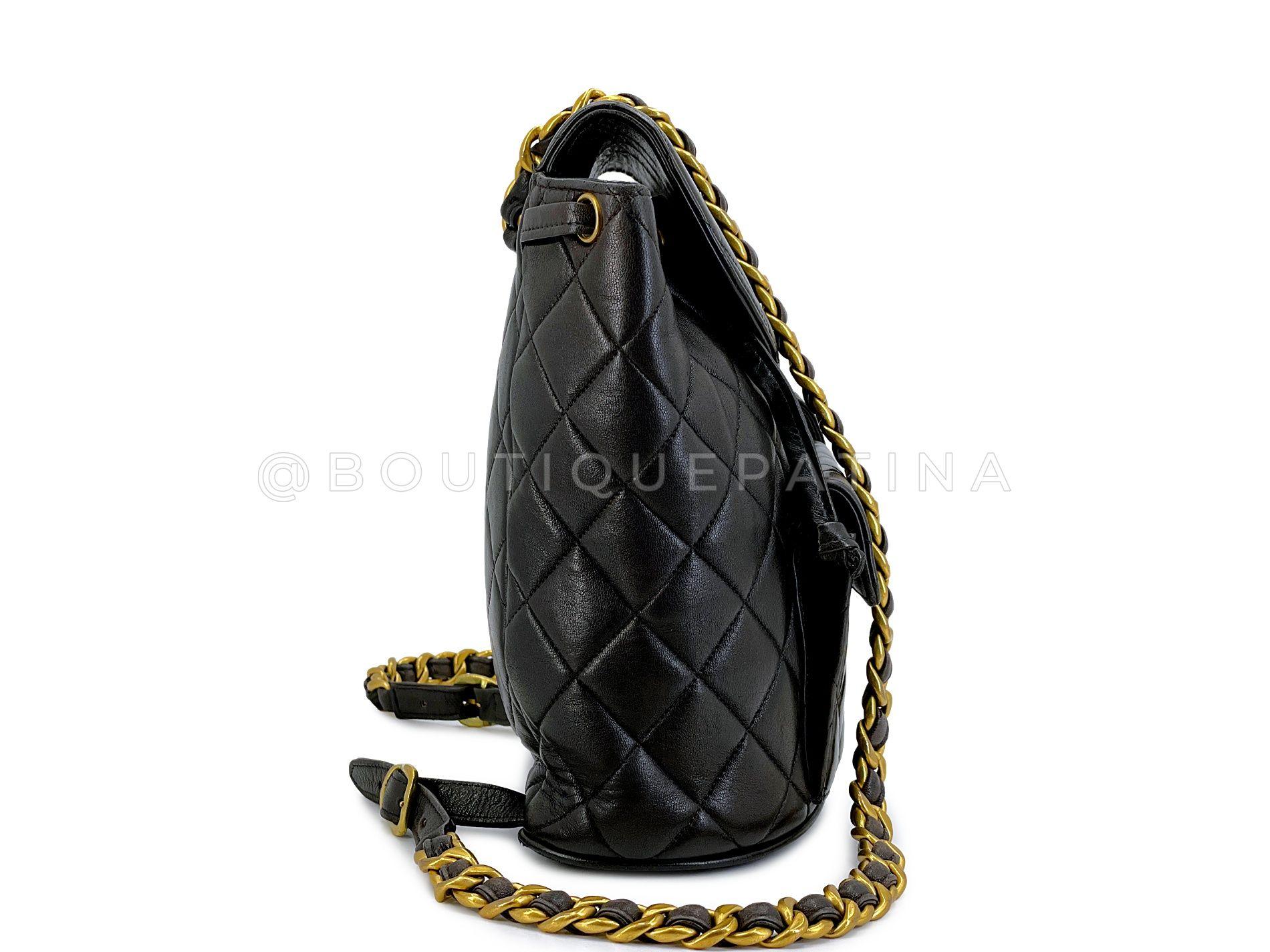 Women's Chanel 1994 Vintage Black Lambskin Duma Backpack Bag 24k GHW 66235 For Sale