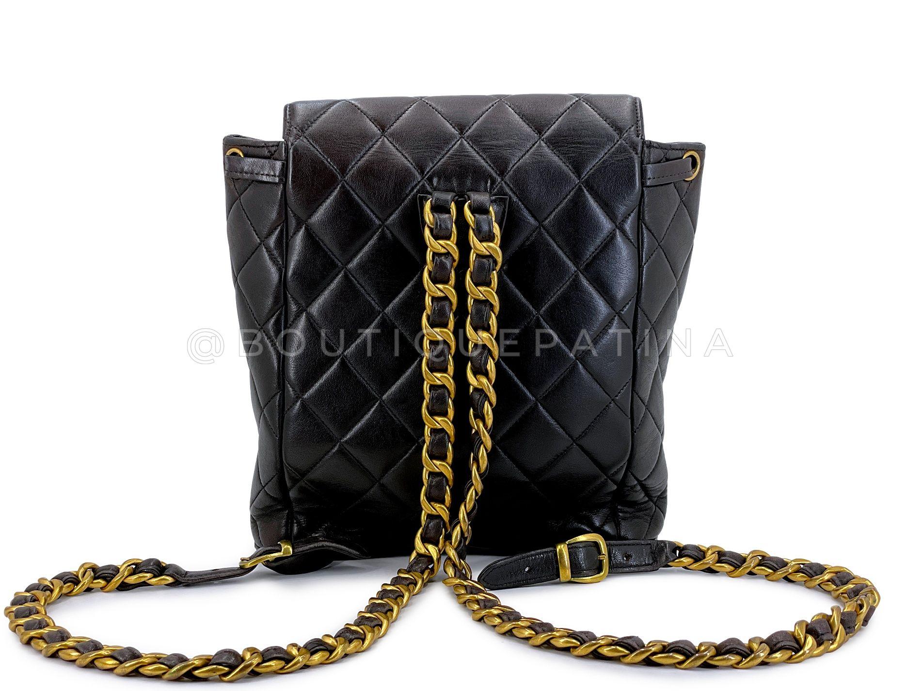 Chanel 1994 Vintage Black Lambskin Duma Backpack Bag 24k GHW 66235 For Sale 1
