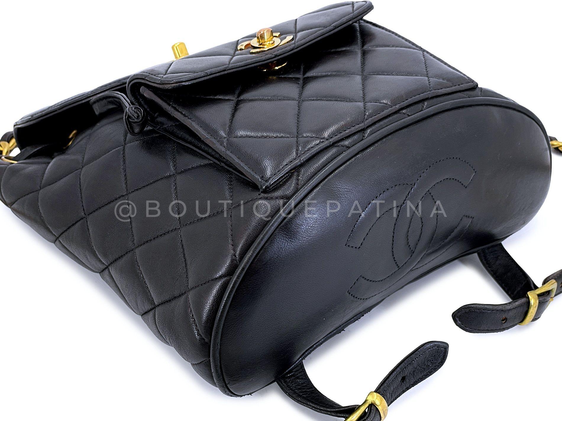 Chanel 1994 Vintage Black Lambskin Duma Backpack Bag 24k GHW 66235 For Sale 3