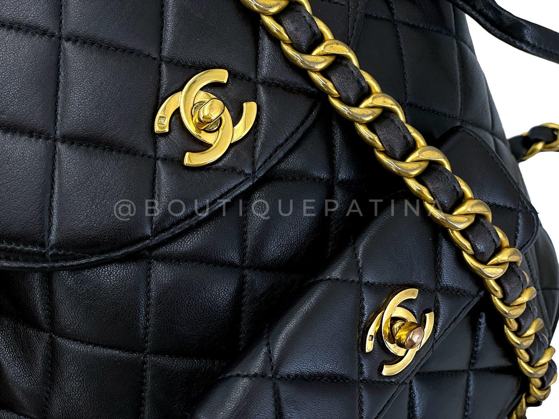 Chanel 1994 Vintage Black Lambskin Duma Backpack Bag 24k GHW 66235 For Sale 4