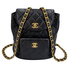 Chanel 1994 Retro Black Lambskin Duma Backpack Bag 24k GHW 66235