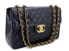 Chanel 1994 Vintage Black Maxi Classic Flap Bag 24k GHW 68171
