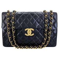 Chanel 1994 Vintage Black Maxi Classic Flap Bag 24k GHW 68171