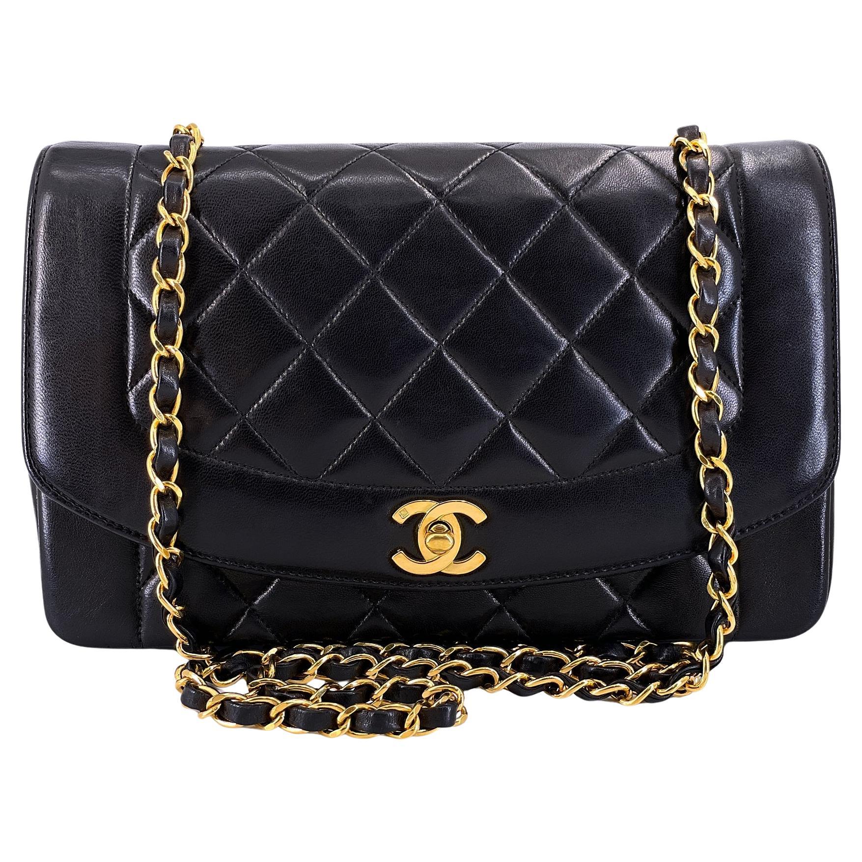 Chanel 1994 Vintage Black Medium Diana Flap Bag 24k GHW 65653