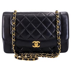 Chanel 1994 Vintage Schwarz Medium Diana Flap Tasche 24k GHW 65653
