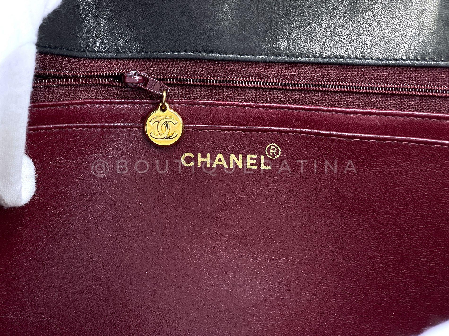 Chanel 1994 Vintage Black Tortoise Jumbo Classic Flap Bag Lambskin 68260 6