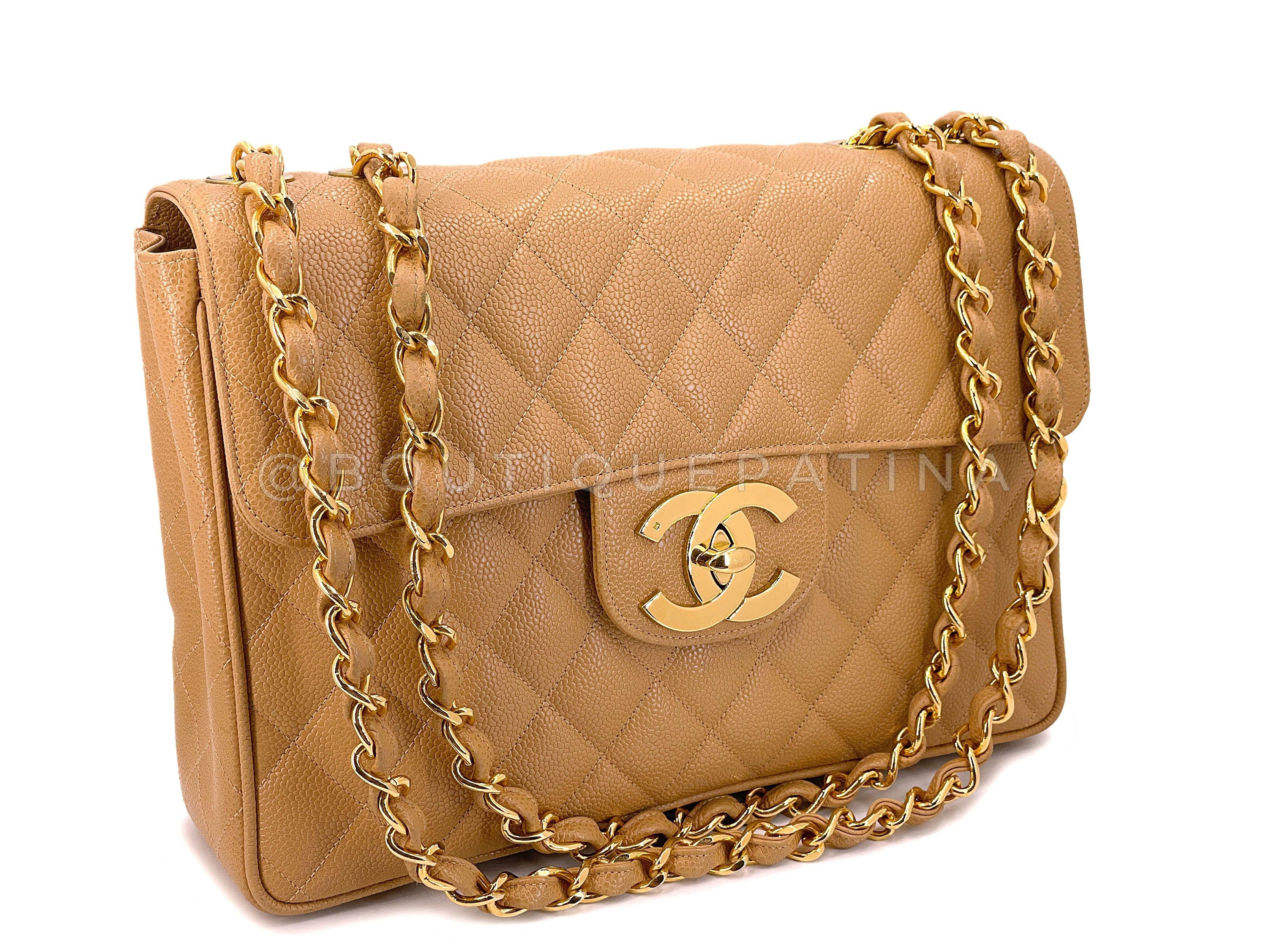 Chanel 2000 Vintage Caramel Beige Kelly Handle Bag 24k GHW