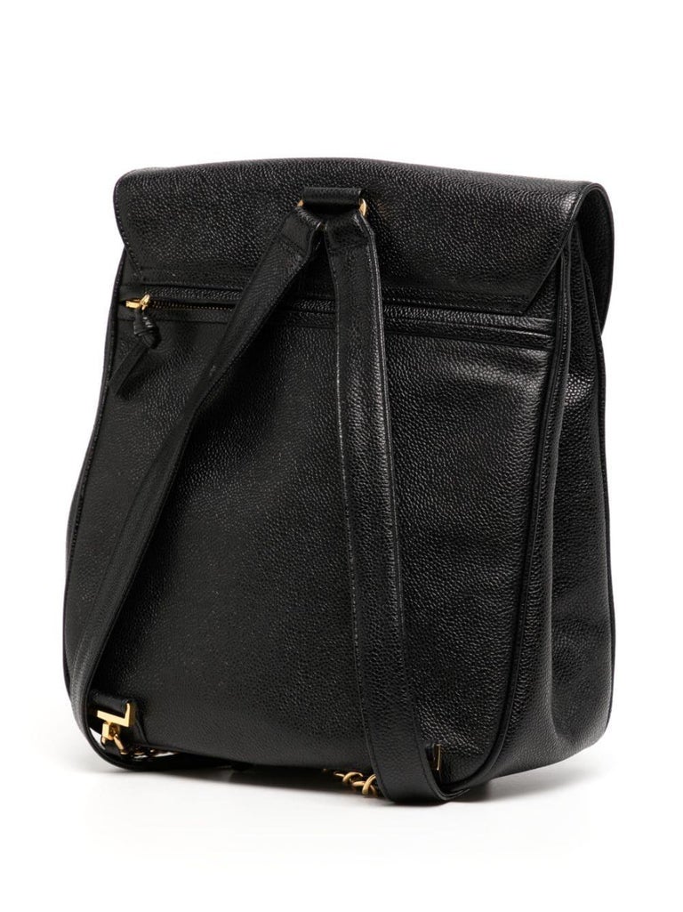 Chanel 1994 Vintage Caviar Black Leather Double Pocket Duma  display picture 1