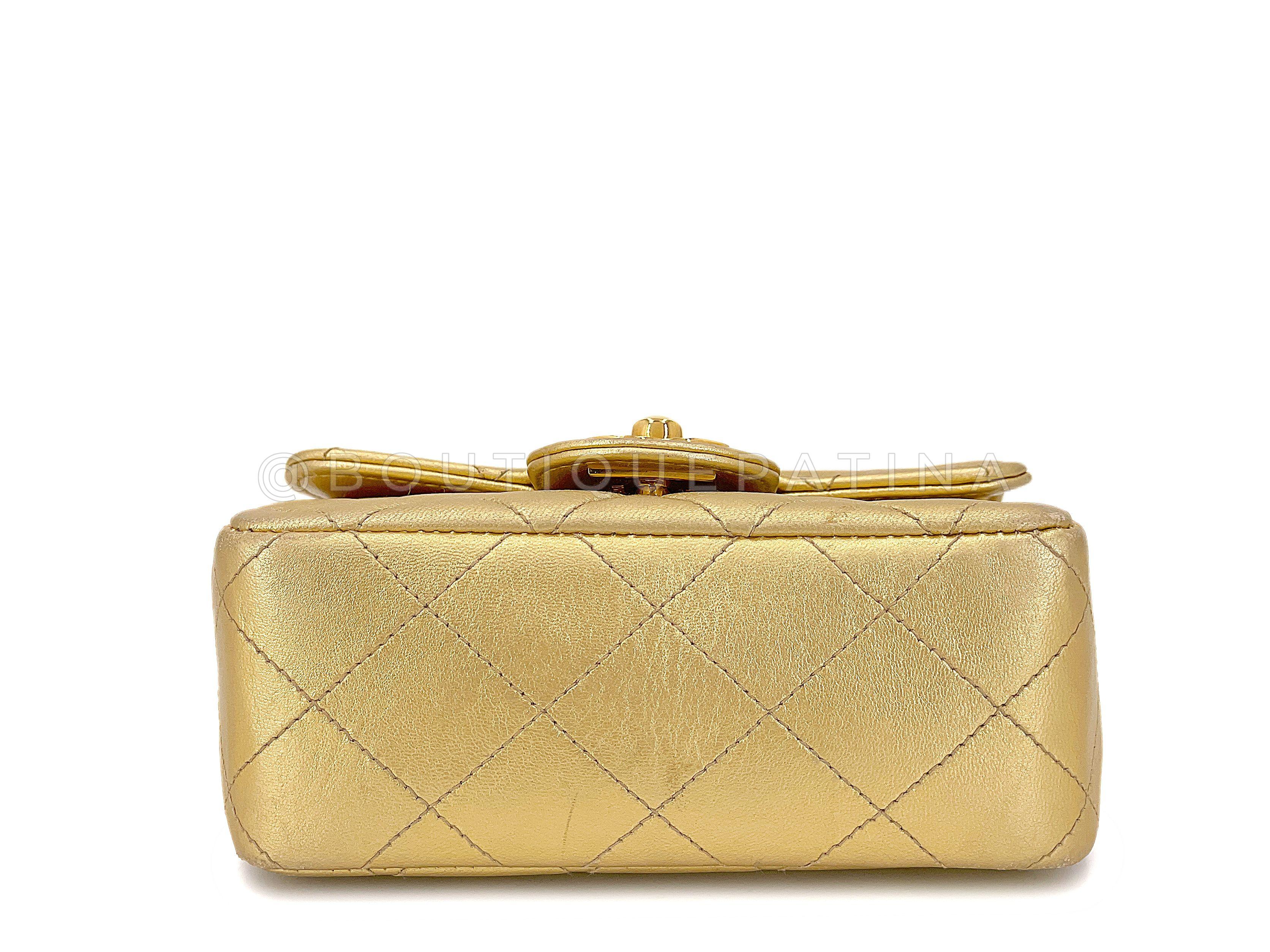 Chanel 1994 Vintage Gold “Child” Extra Square Mini Kelly Bag 67404 For Sale 1