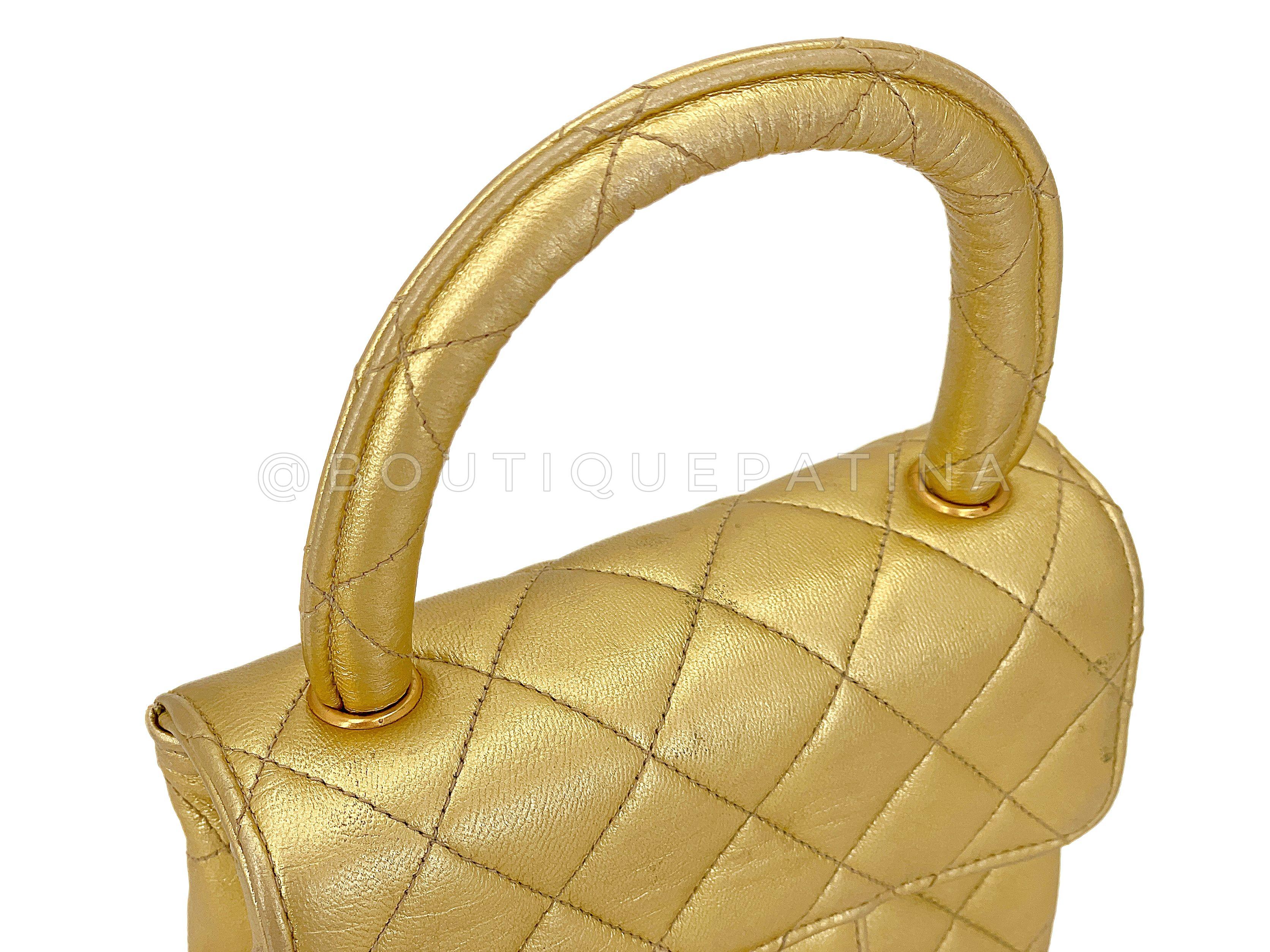 Chanel 1994 Vintage Gold “Child” Extra Square Mini Kelly Bag 67404 For Sale 3