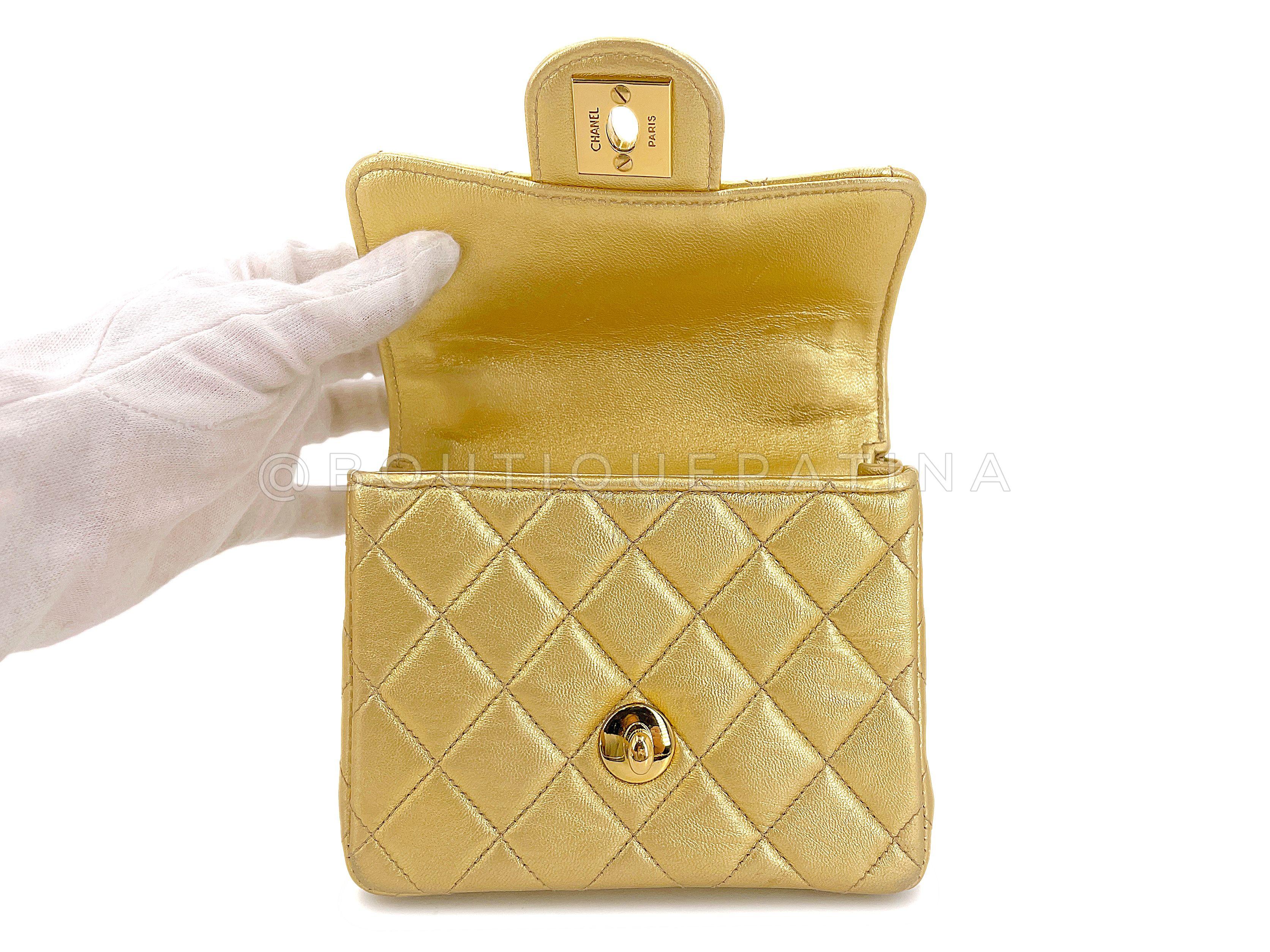Chanel 1994 Vintage Gold Child Extra Square Mini sac Kelly 67404 en vente 5
