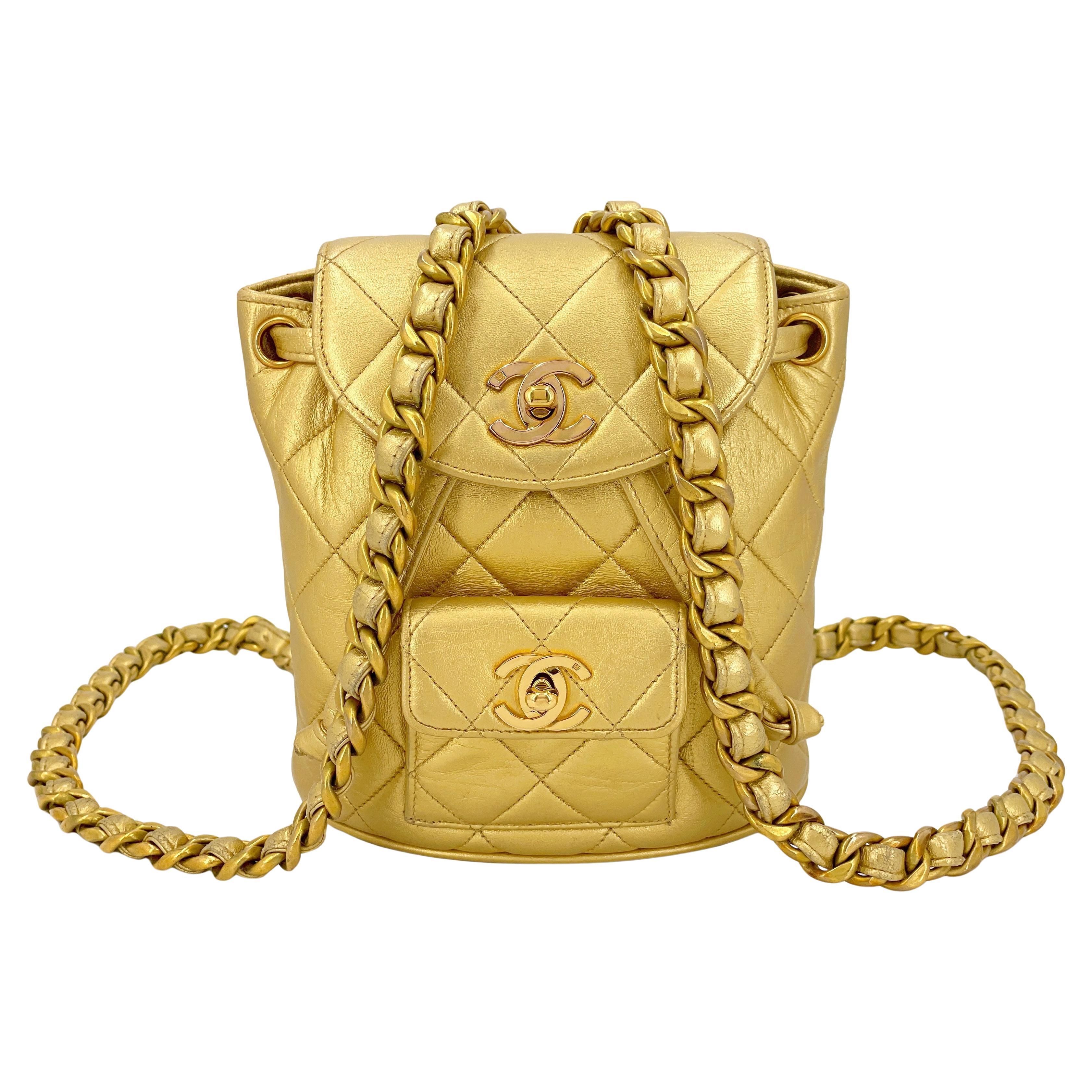 Chanel 1994 Vintage Gold Mini Duma Small Backpack Bag 24k GHW 67148