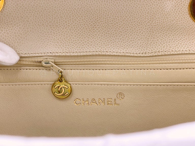 Chanel 1994 Vintage Light Beige Caviar Jumbo Classic Flap Bag 24k GHW ...