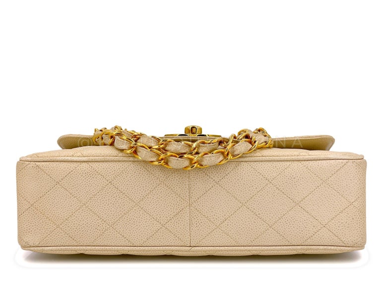 Chanel 1994 Vintage Light Beige Caviar Jumbo Classic Flap Bag 24k GHW ...