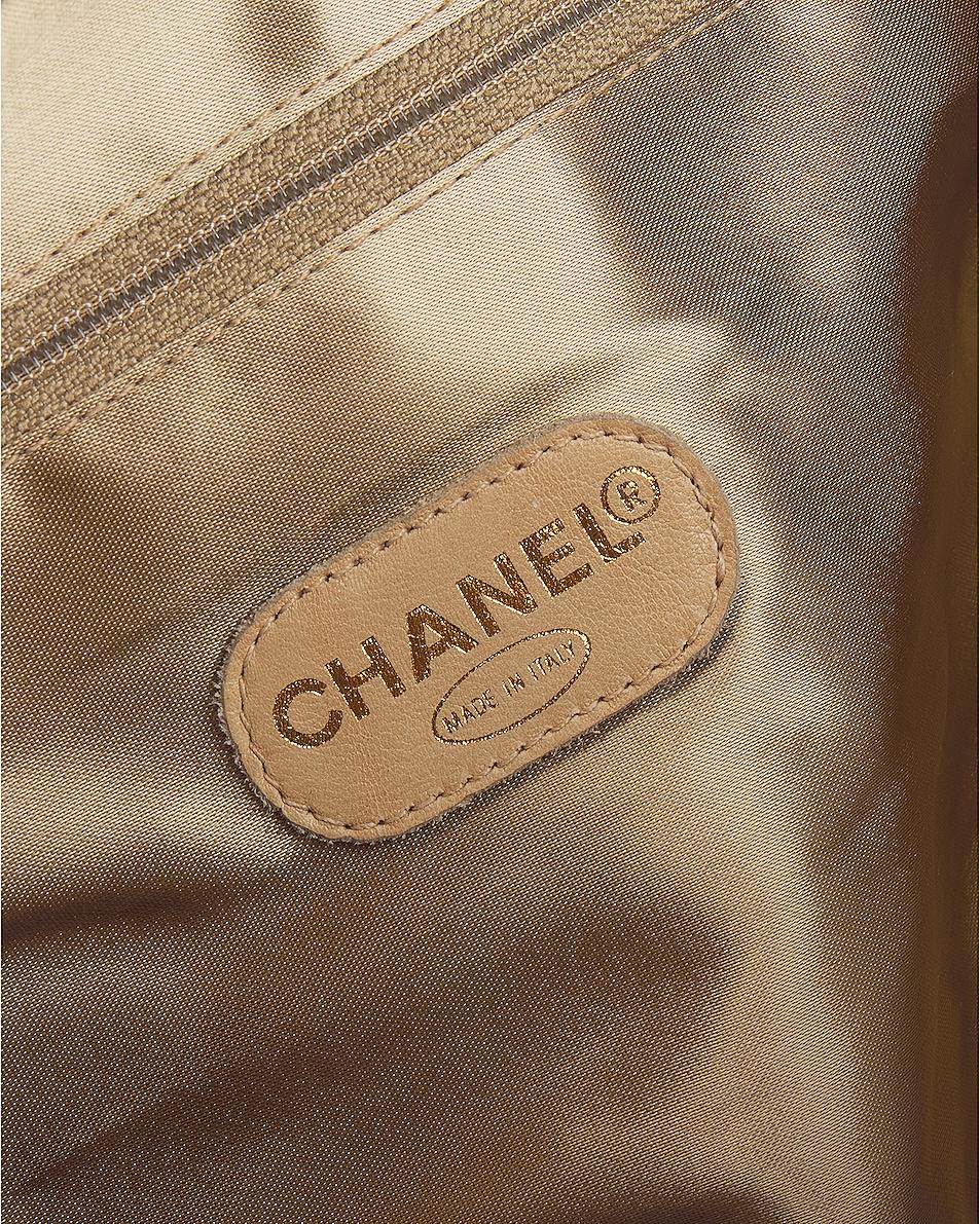 Chanel 1994 Vintage Organic Beige XL Weekend Travel Supermodel Classic Flap Bag For Sale 6