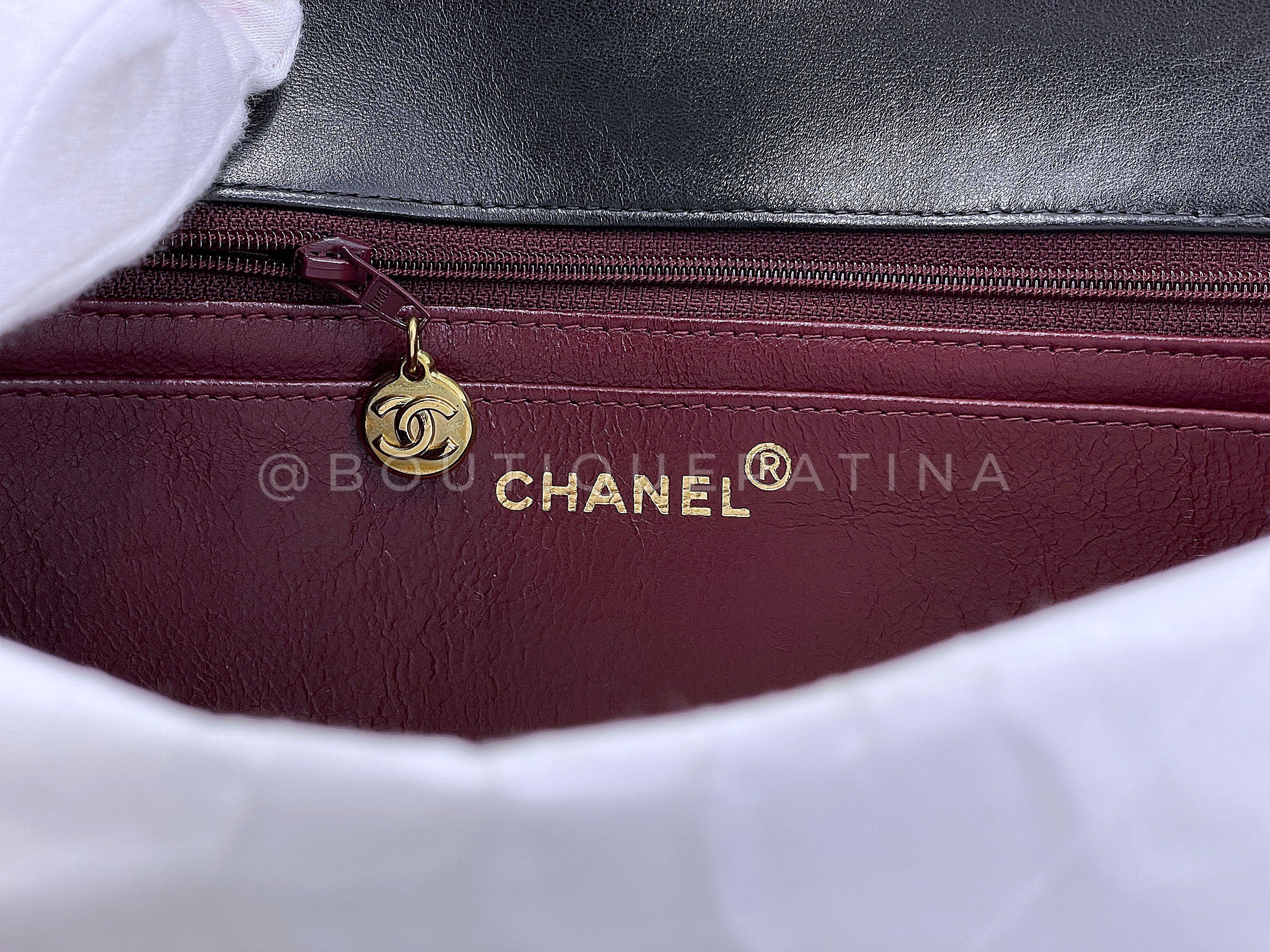 Chanel 1994 Vintage Parent Child Bag Kelly Flap Set Black 24k GHW 66669 For Sale 7