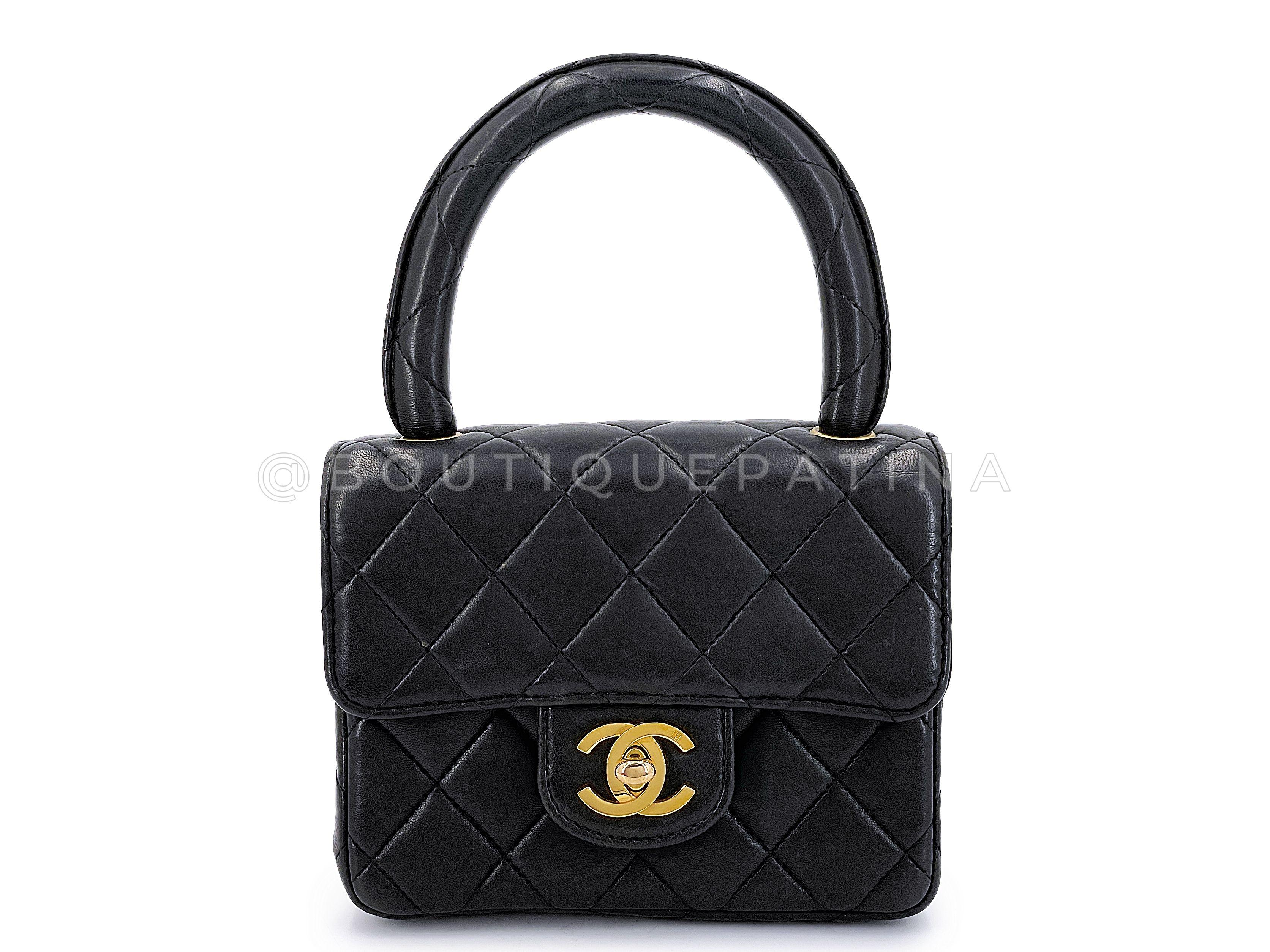 Chanel 1994 Vintage Parent Child Bag Kelly Flap Set Black 24k GHW 66669 For Sale 9