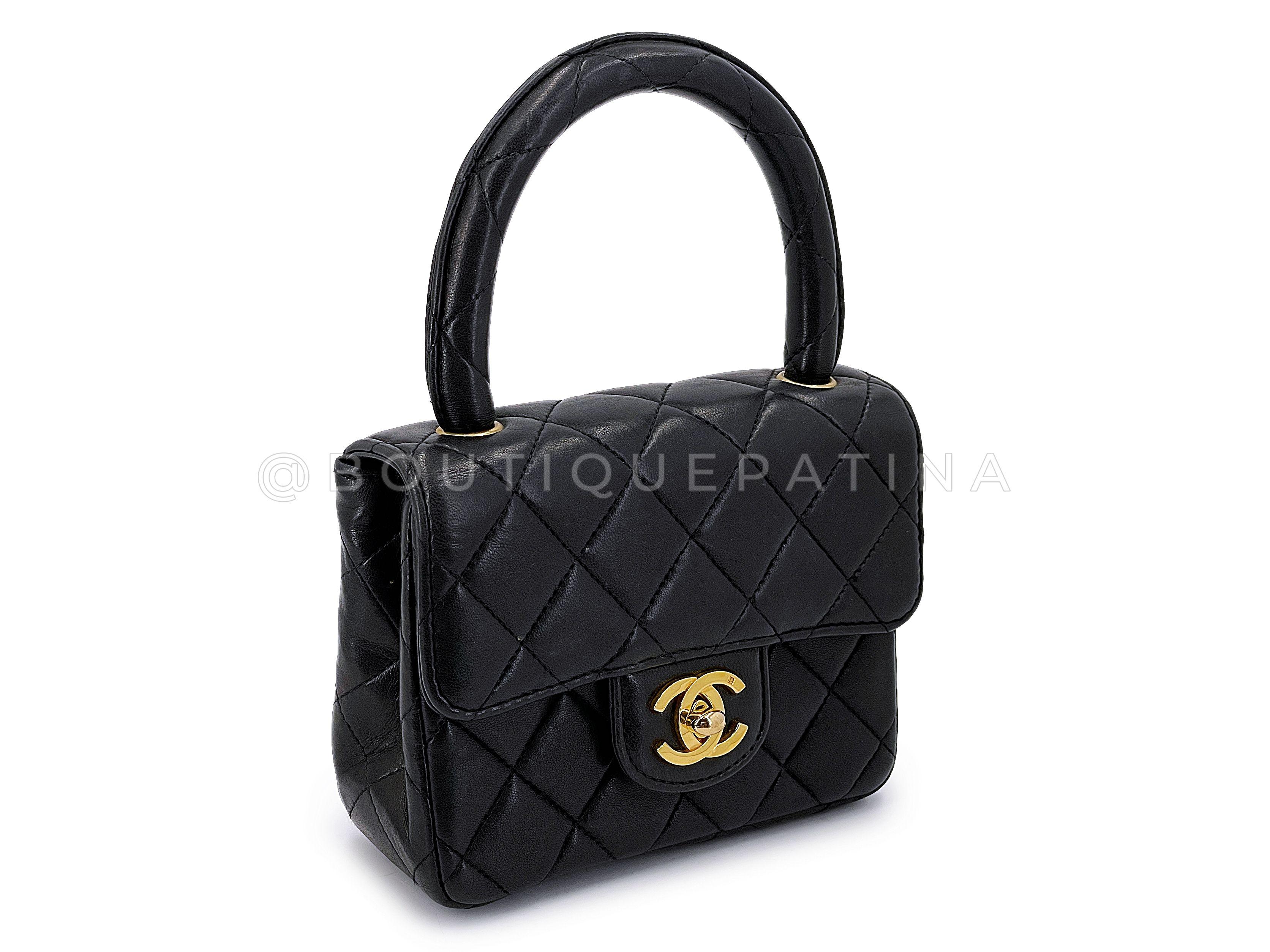 Chanel 1994 Vintage Parent Child Bag Kelly Flap Set Black 24k GHW 66669 For Sale 10
