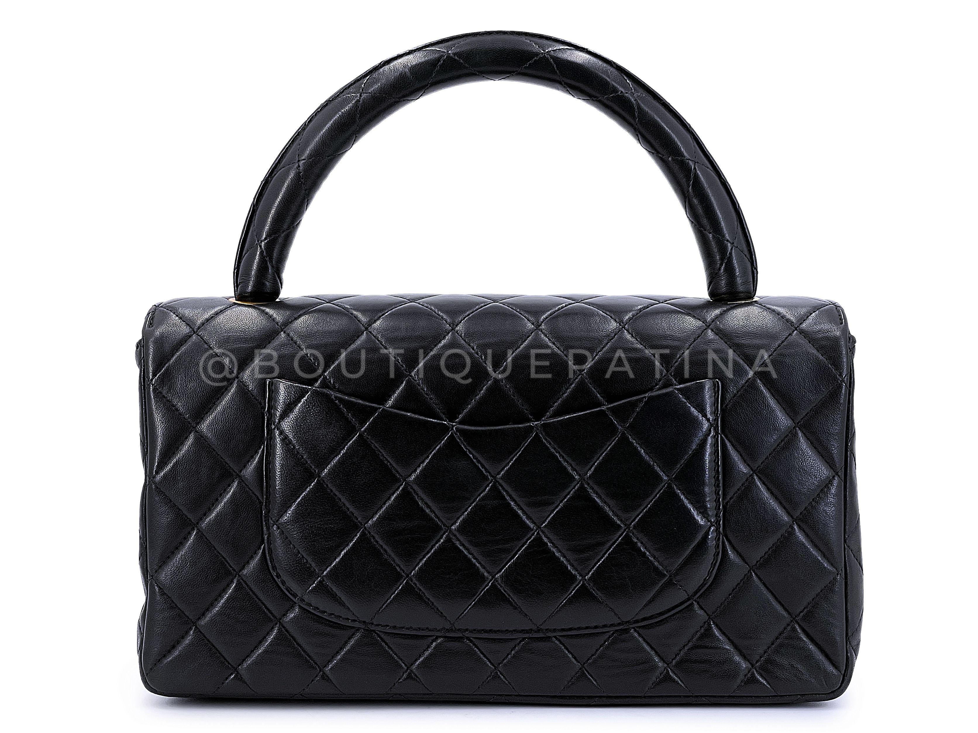 Women's Chanel 1994 Vintage Parent Child Bag Kelly Flap Set Black 24k GHW 66669 For Sale
