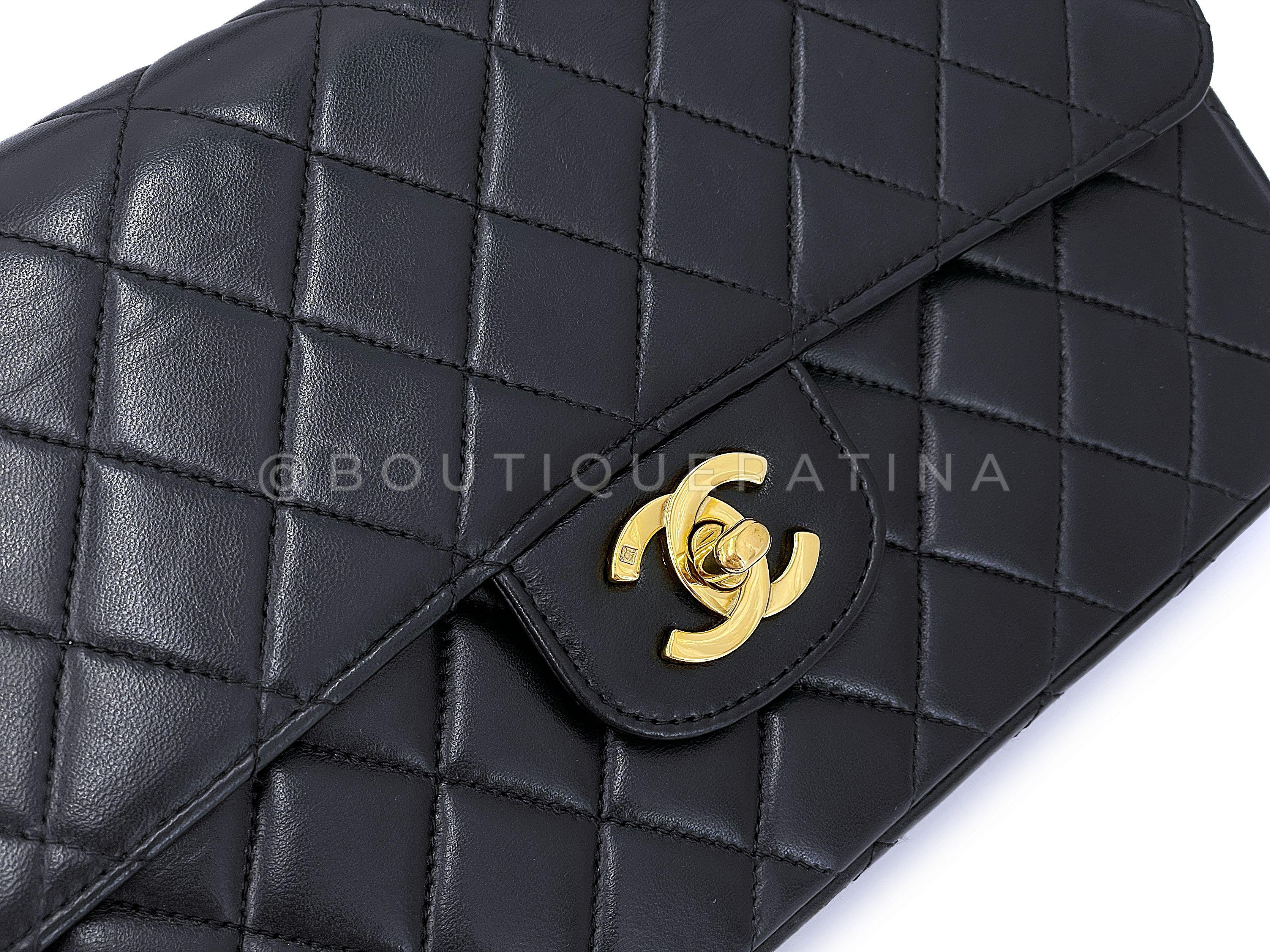 Chanel 1994 Vintage Parent Child Bag Kelly Flap Set Black 24k GHW 66669 For Sale 3