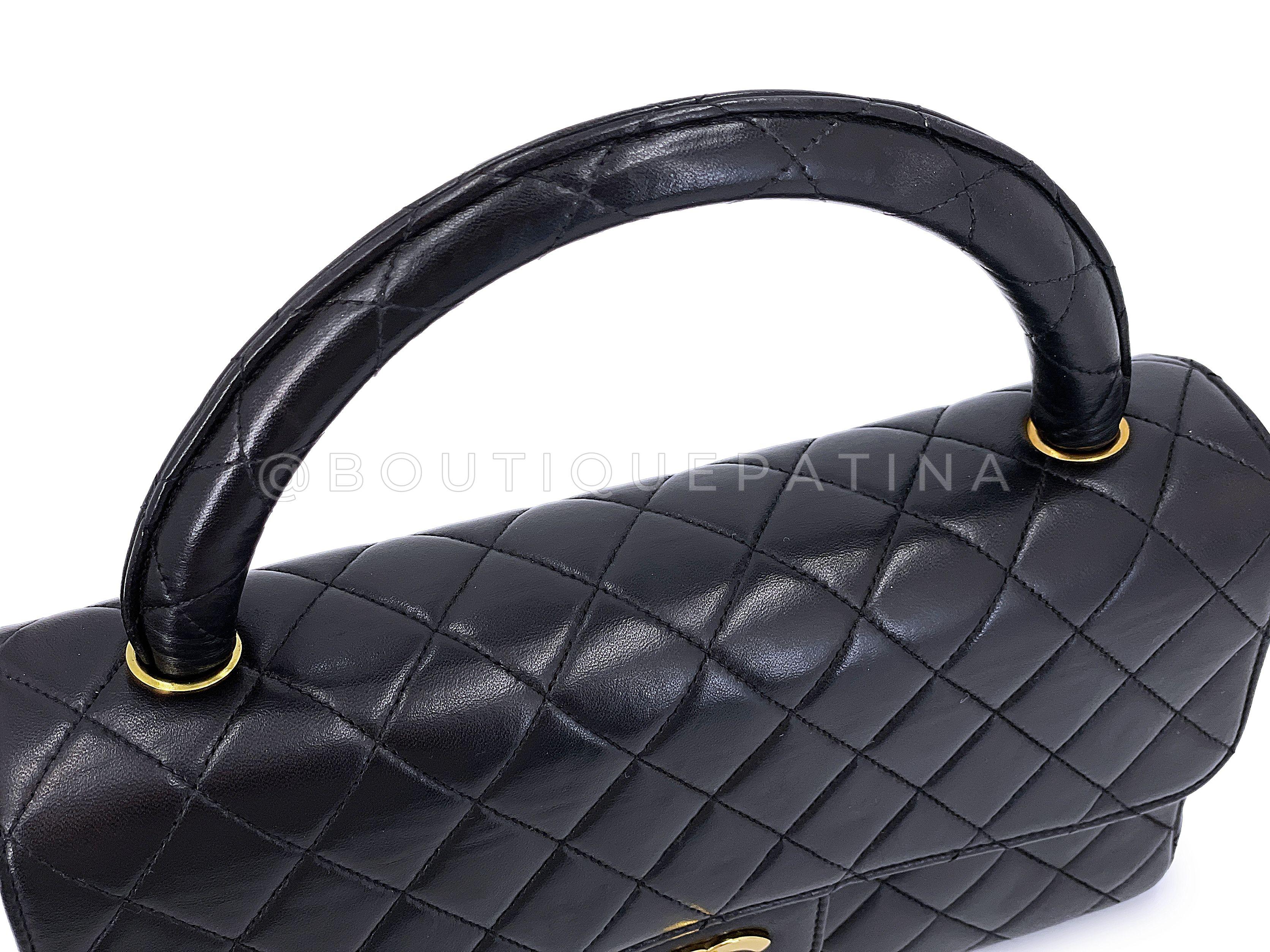Chanel 1994 Vintage Parent Child Bag Kelly Flap Set Black 24k GHW 66669 For Sale 4