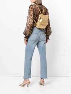 Chanel 1994 Vintage Rare Metallic Gold Quilted Lambskin Duma CC Logo Backpack