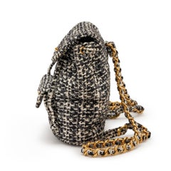 Chanel 1994 Vintage Rare Tweed Quilted Lambskin Duma CC Logo Backpack