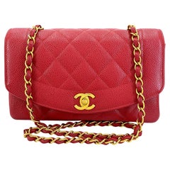 Chanel 1994 Vintage Caviar Petit sac à rabat Diana 24k GHW 68221