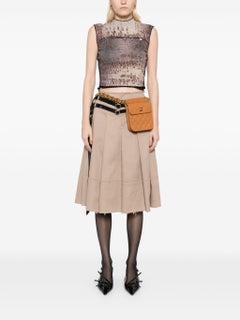 Chanel 1994 Vintage Beige Light Brown Quilted Runway Waist Fanny Pack Belt Bag