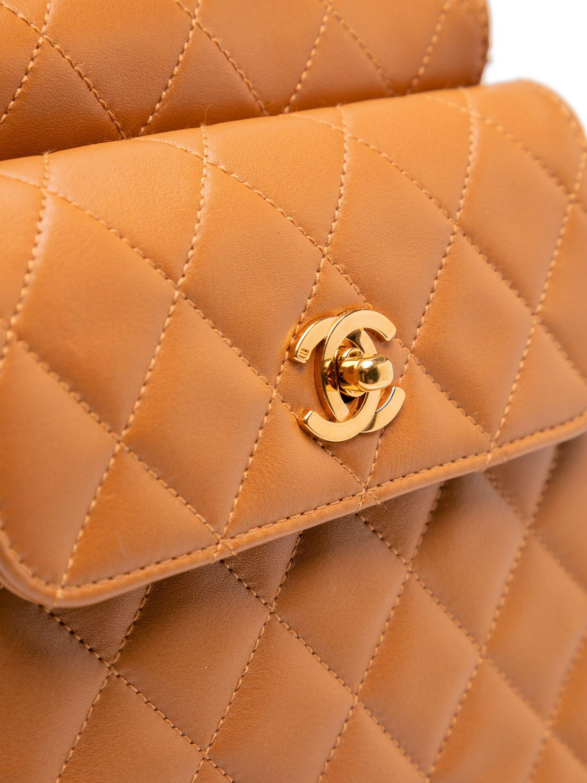 Chanel 1994 Vintage Beige Light Brown Quilted Runway Waist Fanny Pack Belt Bag For Sale 1
