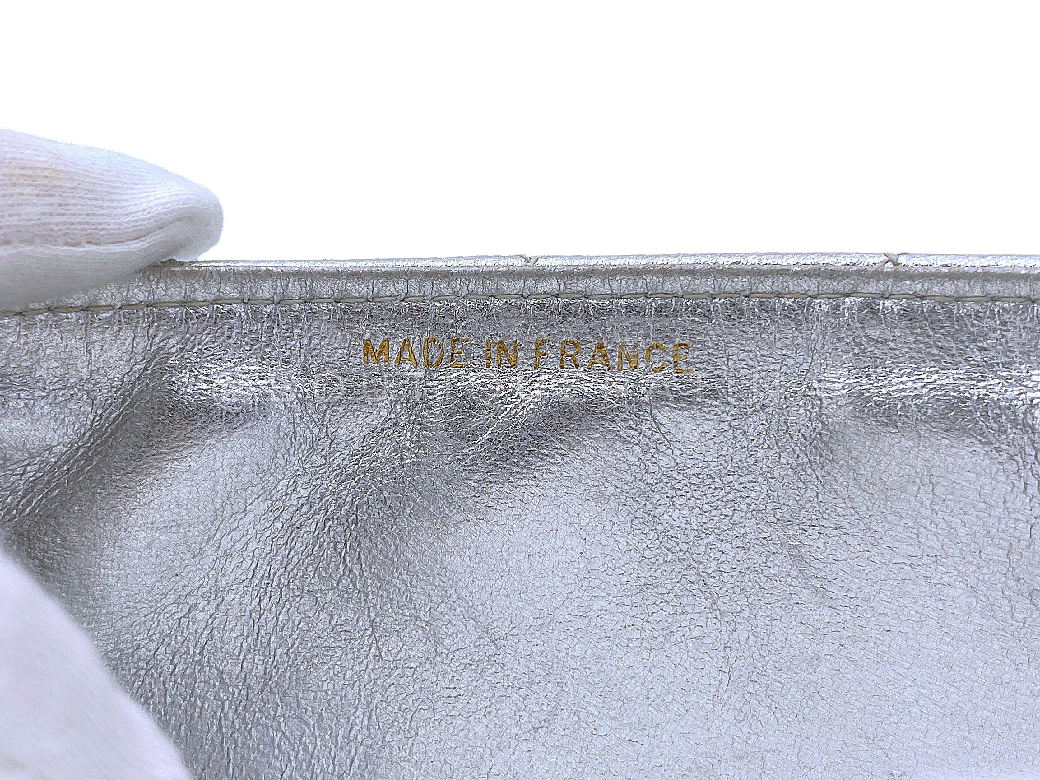 Chanel 1994 Vintage Silver Parent-Child Kelly Flap Bag 24k GHW 67595 For Sale 8