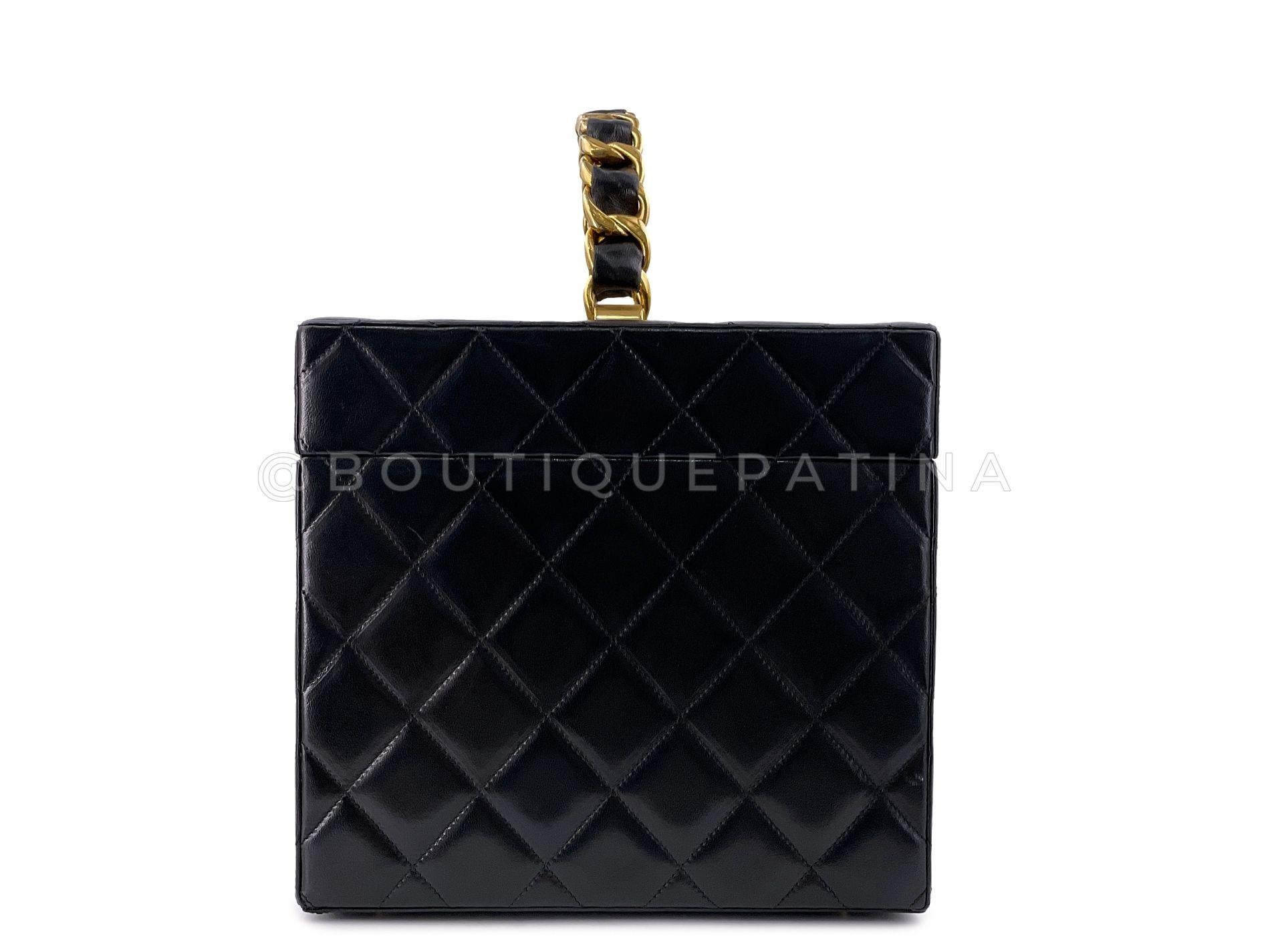 Women's Chanel 1994 Vintage XL Quilted Box Vanity Case Bag 24k GHW 68031 For Sale