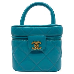 Chanel 1995 Barbie Collection Blue Heart Vanity Bag Patent Leather