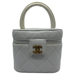 Chanel 1995 Barbie Collection Quilted Heart Vanity Case Bag White Patent Leather