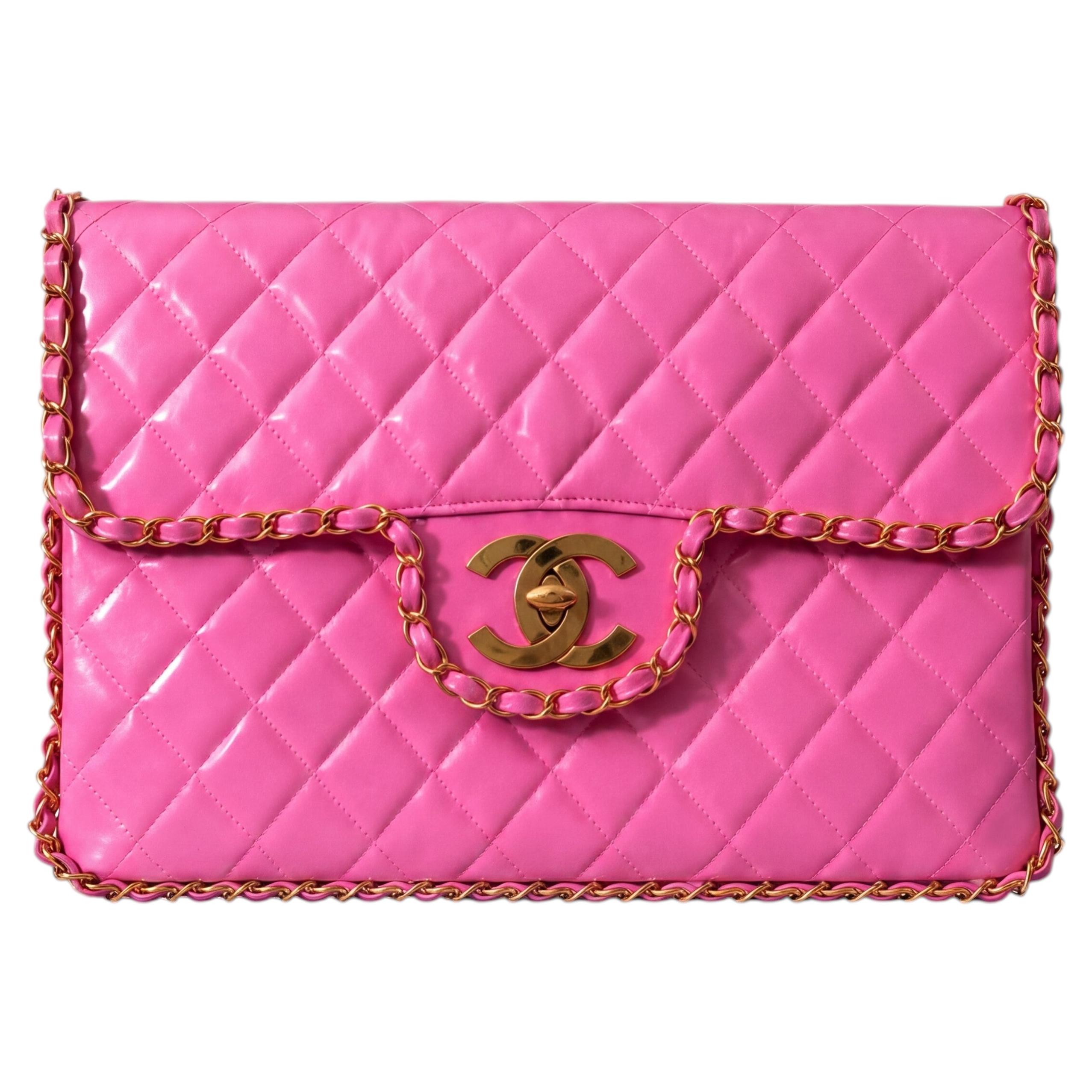 Chanel 1995 “Barbie Pink” Maxi Patent Flap Bag