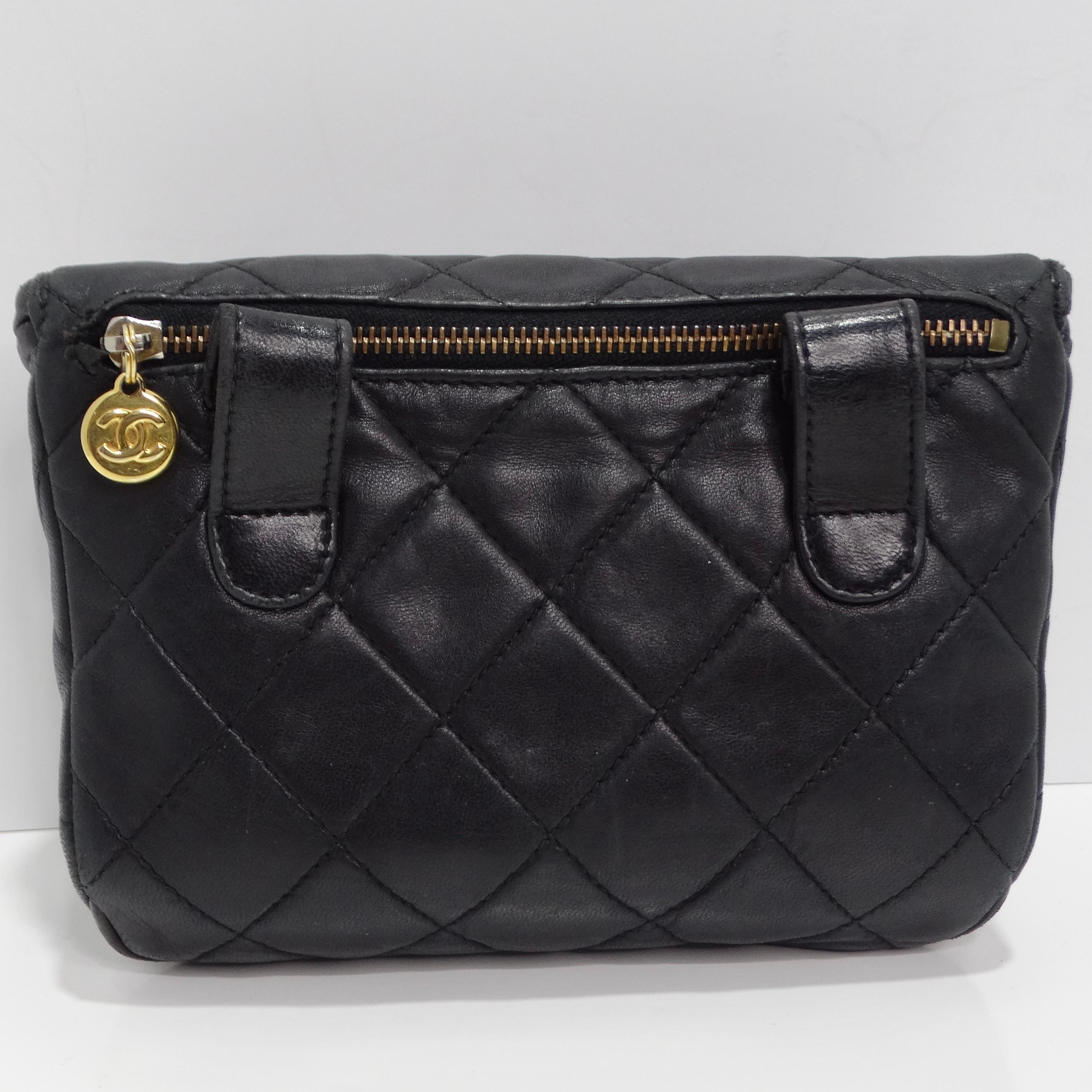 Chanel 1995 Black Caviar Leather Belt Bag 2