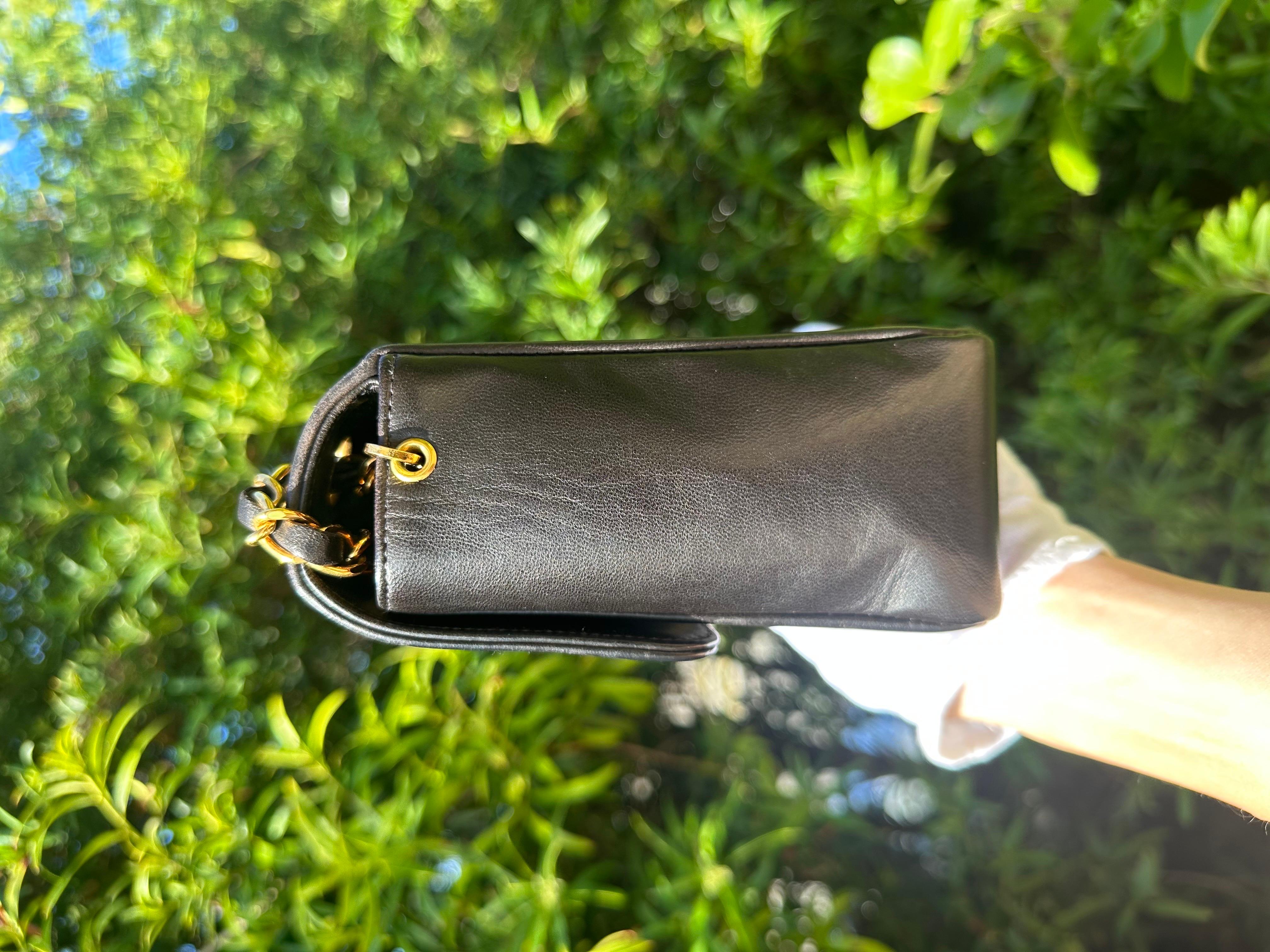 CHANEL 1995 Black Lambskin Leather Gold Galaxy Star Moon Shoulder Flap Bag In Good Condition In San Francisco, CA
