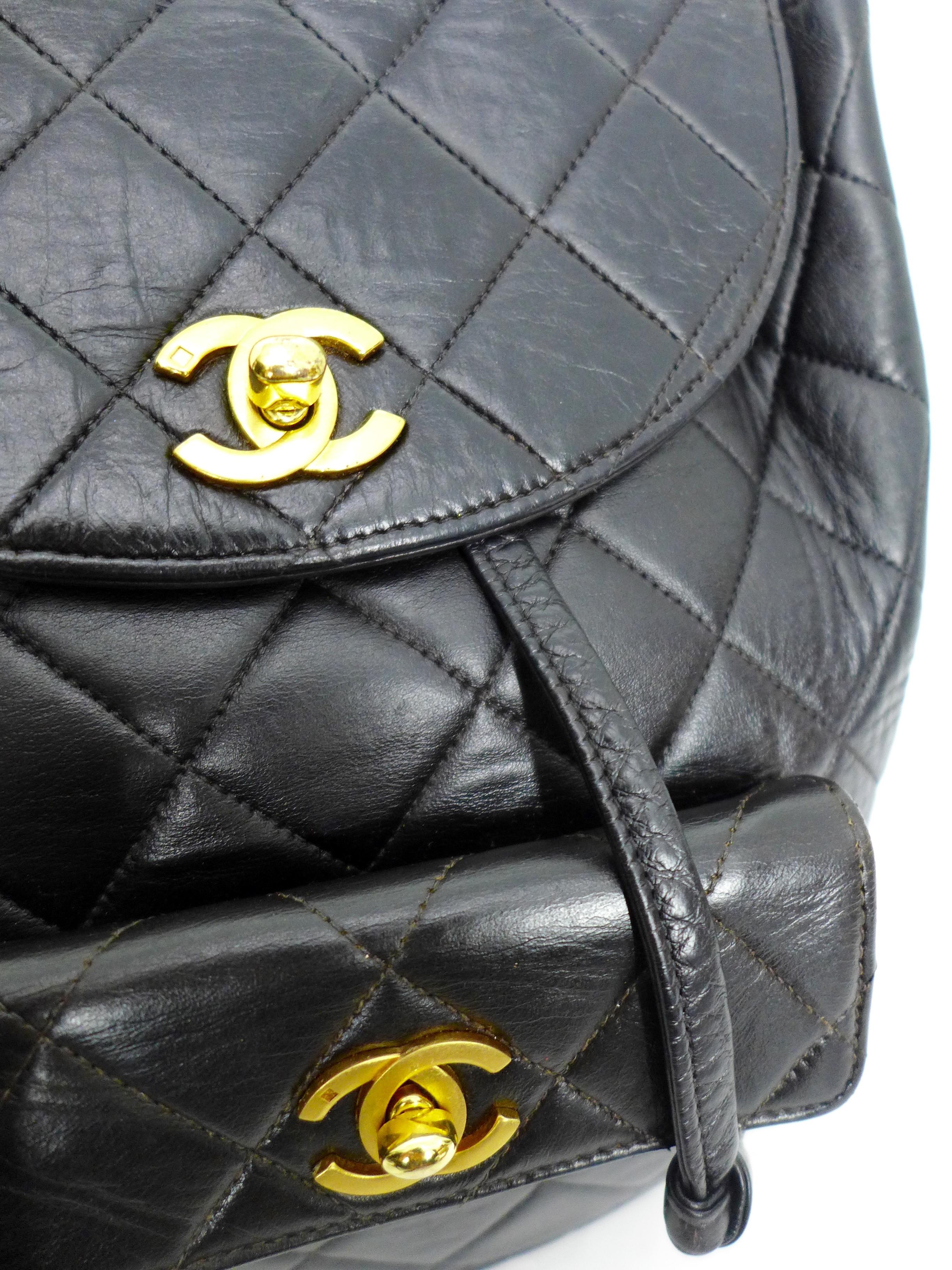 CHANEL 1995 Black Quilted Leather Backpack 1