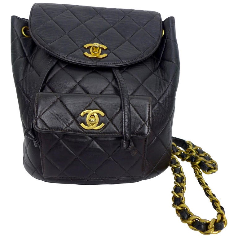 CHANEL 1995 Black Quilted Leather Backpack at 1stDibs