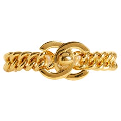 Chanel 1995 Bracelet CC Maxi Turnlock Golden Chain Bracelet Size M