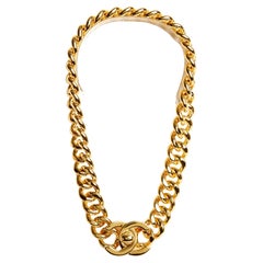 Chanel 1995 Collier CC Turnlock Maxi Golden Chain Necklace