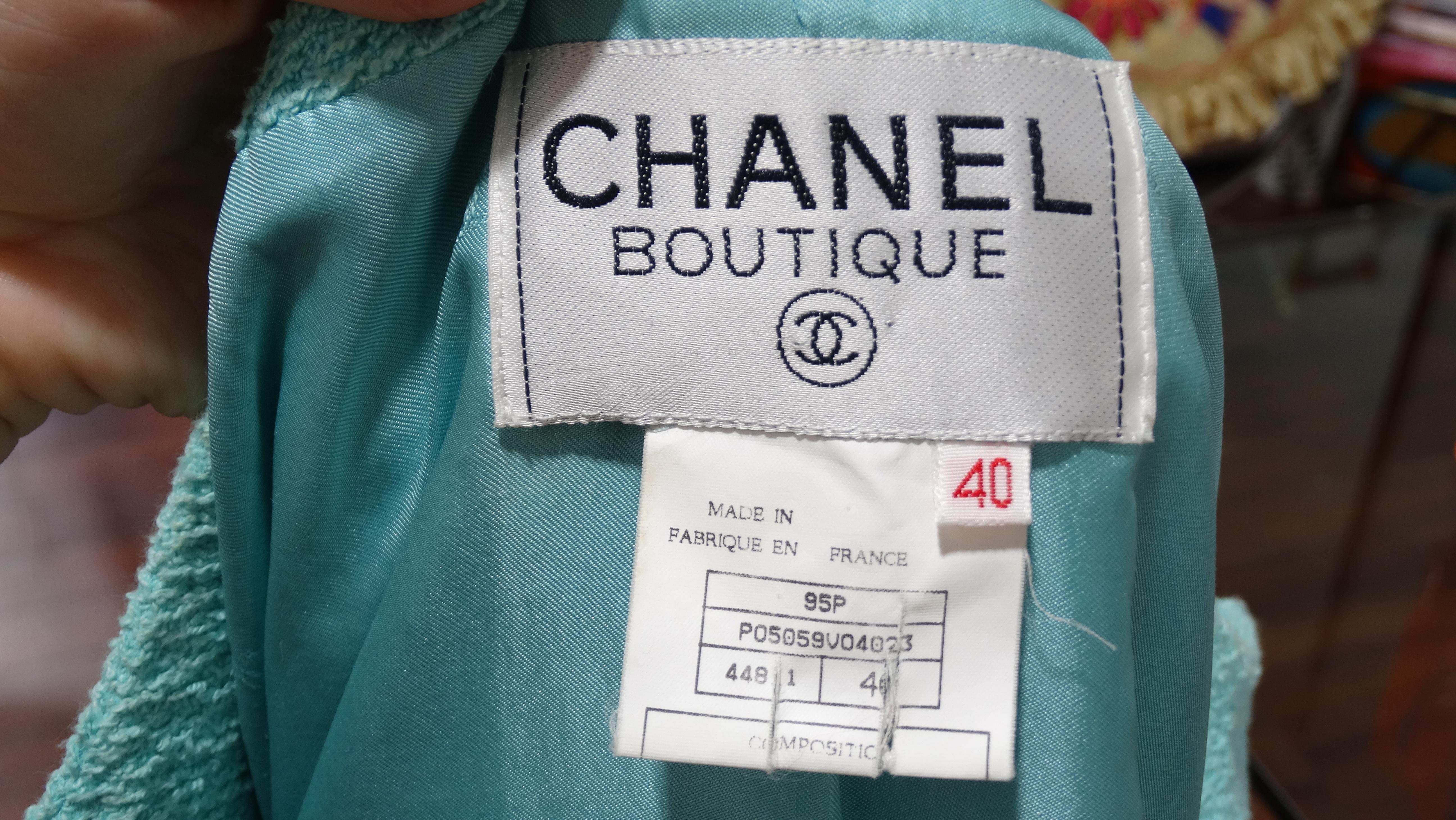 Chanel 1995 Fall Collection Teal Zip-Up Jacket 5