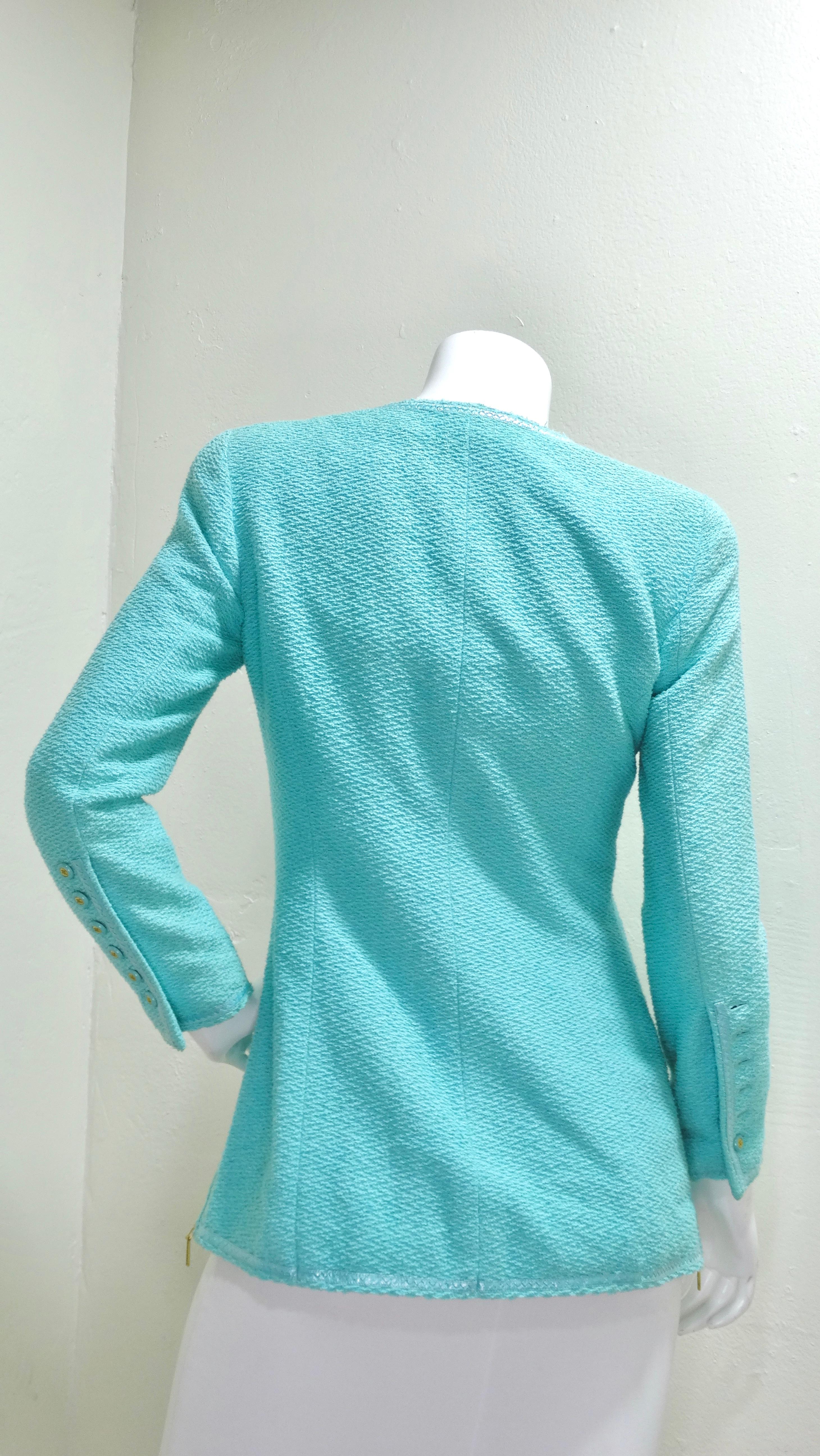 Chanel 1995 Fall Collection Teal Zip-Up Jacket 7
