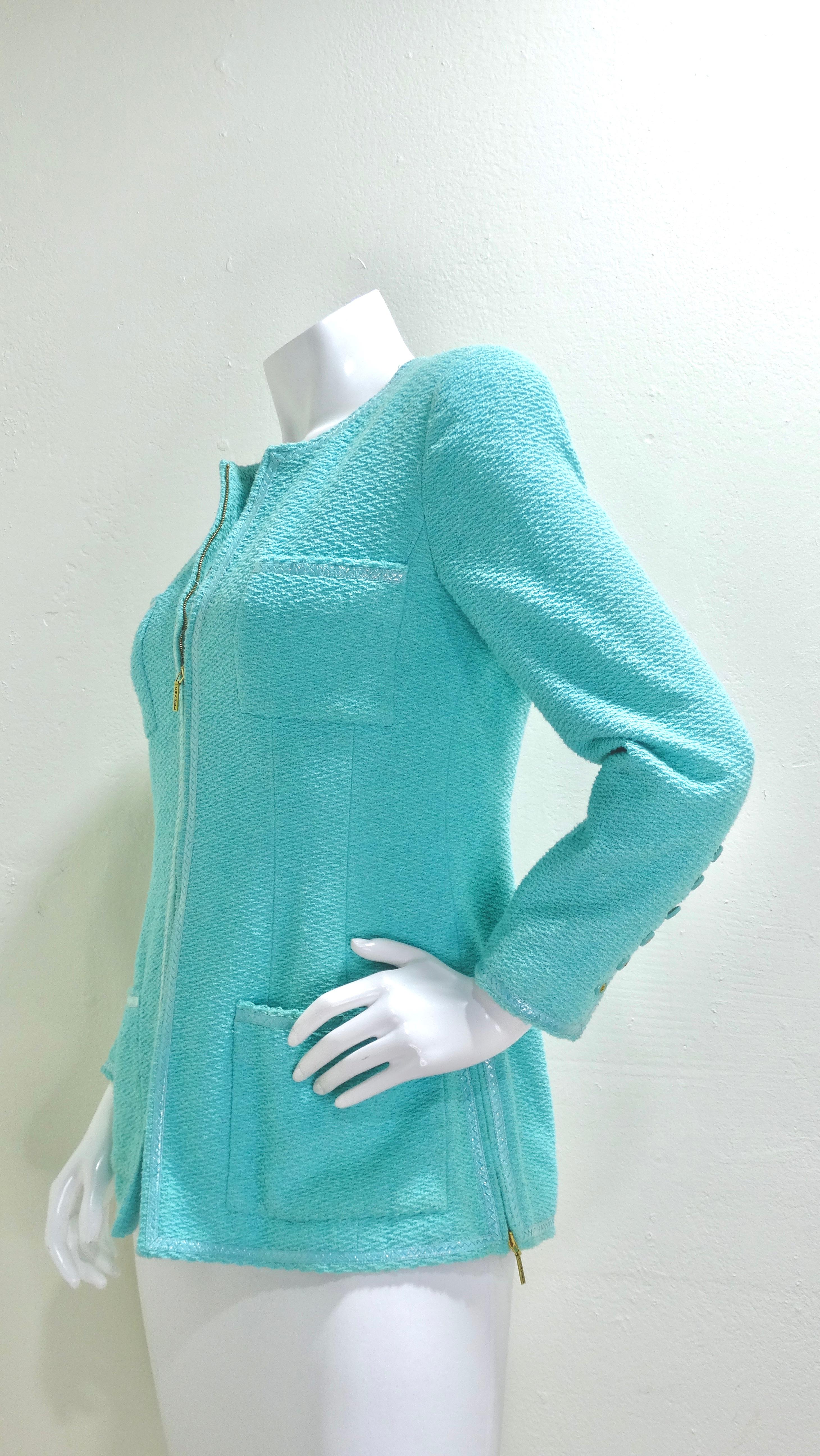 Chanel 1995 Fall Collection Teal Zip-Up Jacket 1