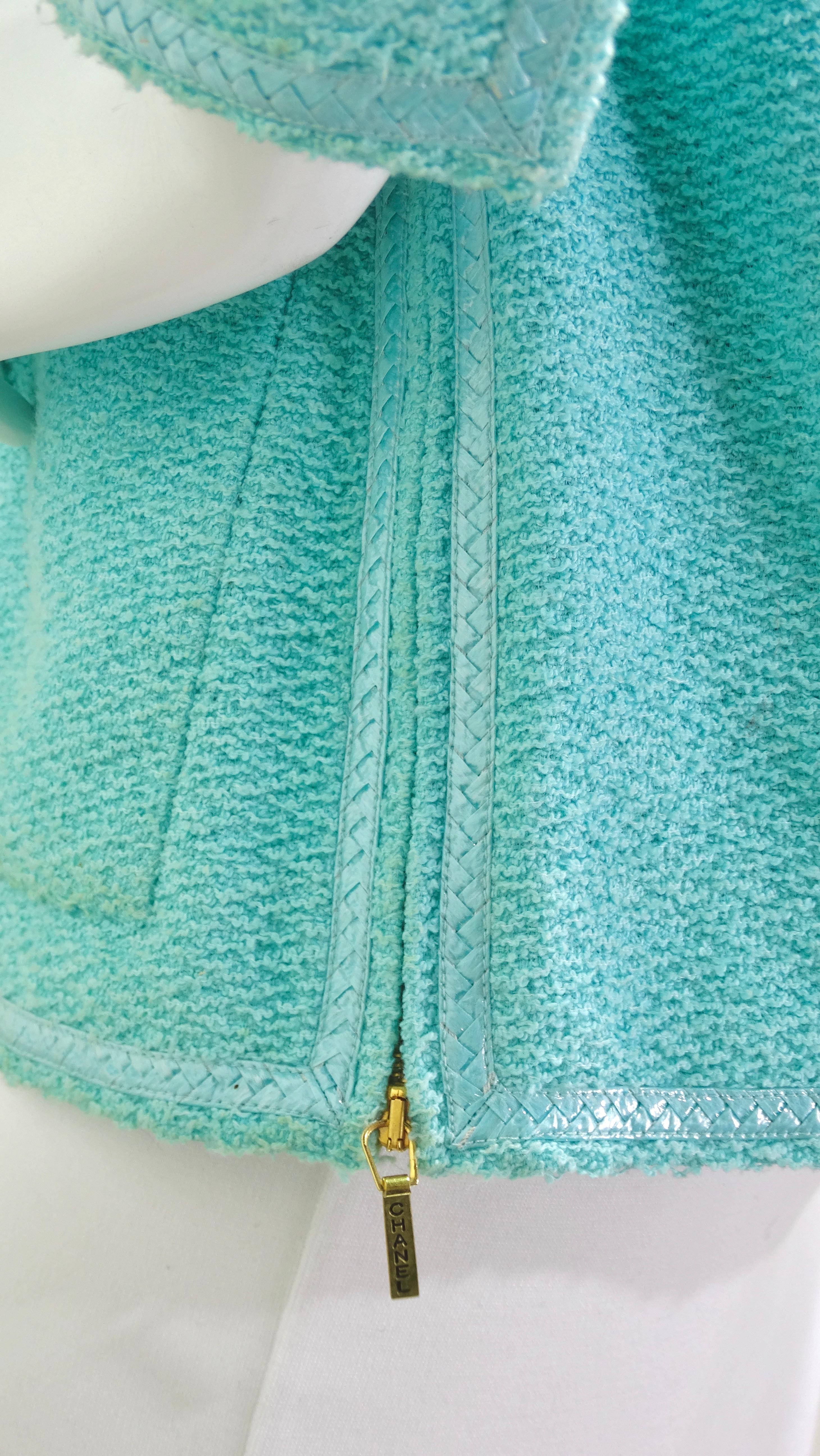 Chanel 1995 Fall Collection Teal Zip-Up Jacket 3