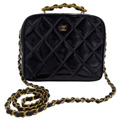 Chanel 1995 Rare Logo Black Vanity Case Bag