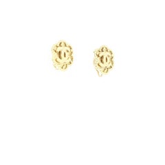 Chanel 1995 Shamrock-Ohrringe aus goldfarbenem Metall