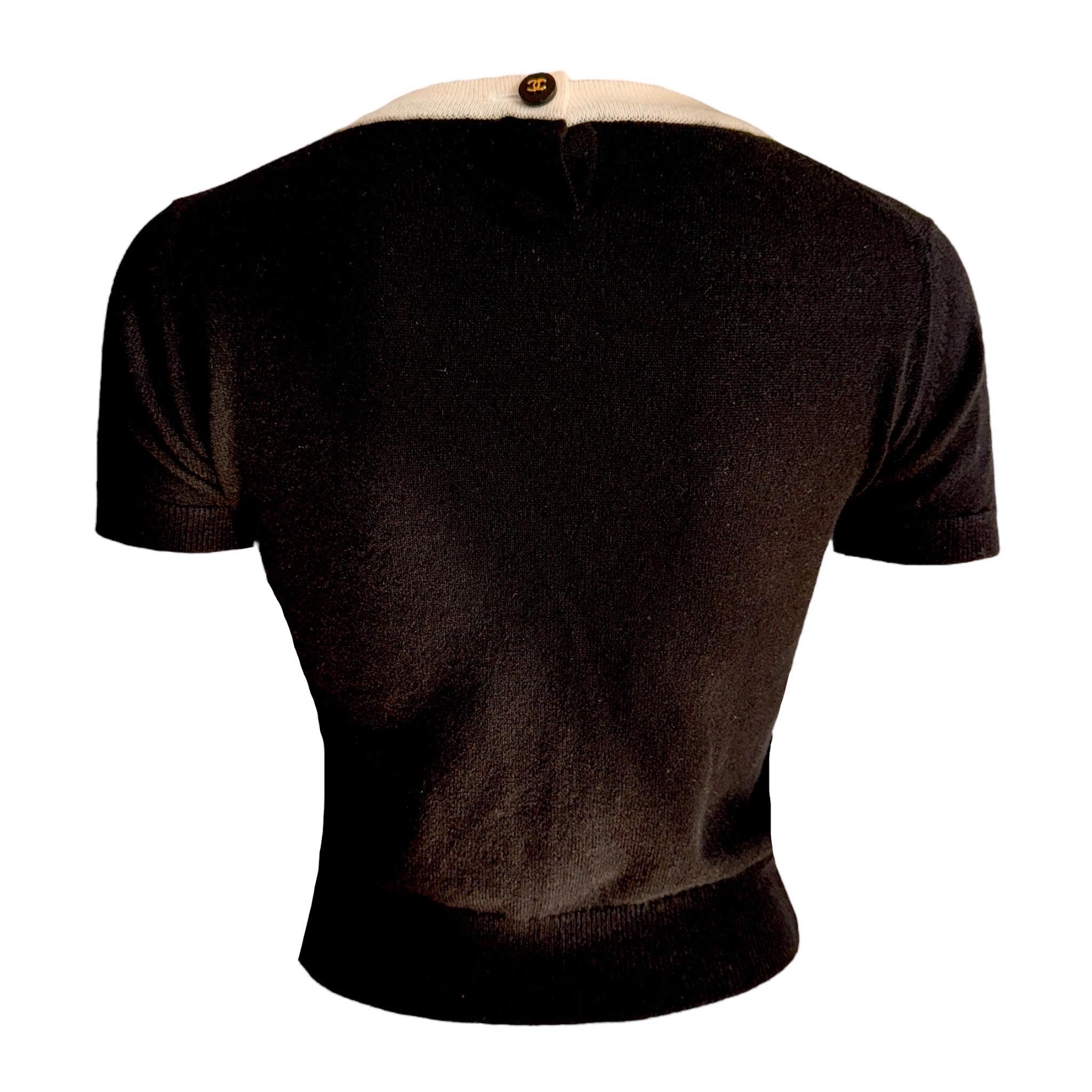 Donna Chanel 1995 Firma in cashmere CC Logo Cardigan Giacca Top Cropped Twin Set 38 in vendita