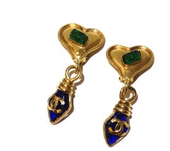 Chanel 1995 Spring Gripoix Heart Drop Earrings