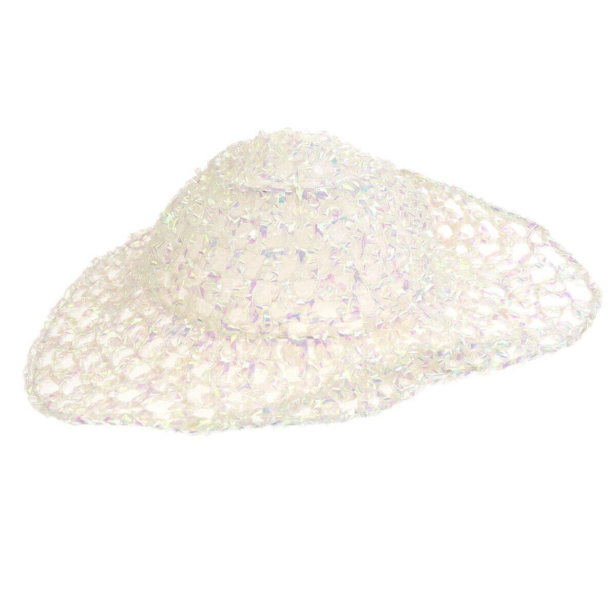 Chanel 1995 Spring Runway Vintage Iridescent Clear Transparent Woven Barbie Hat For Sale 4